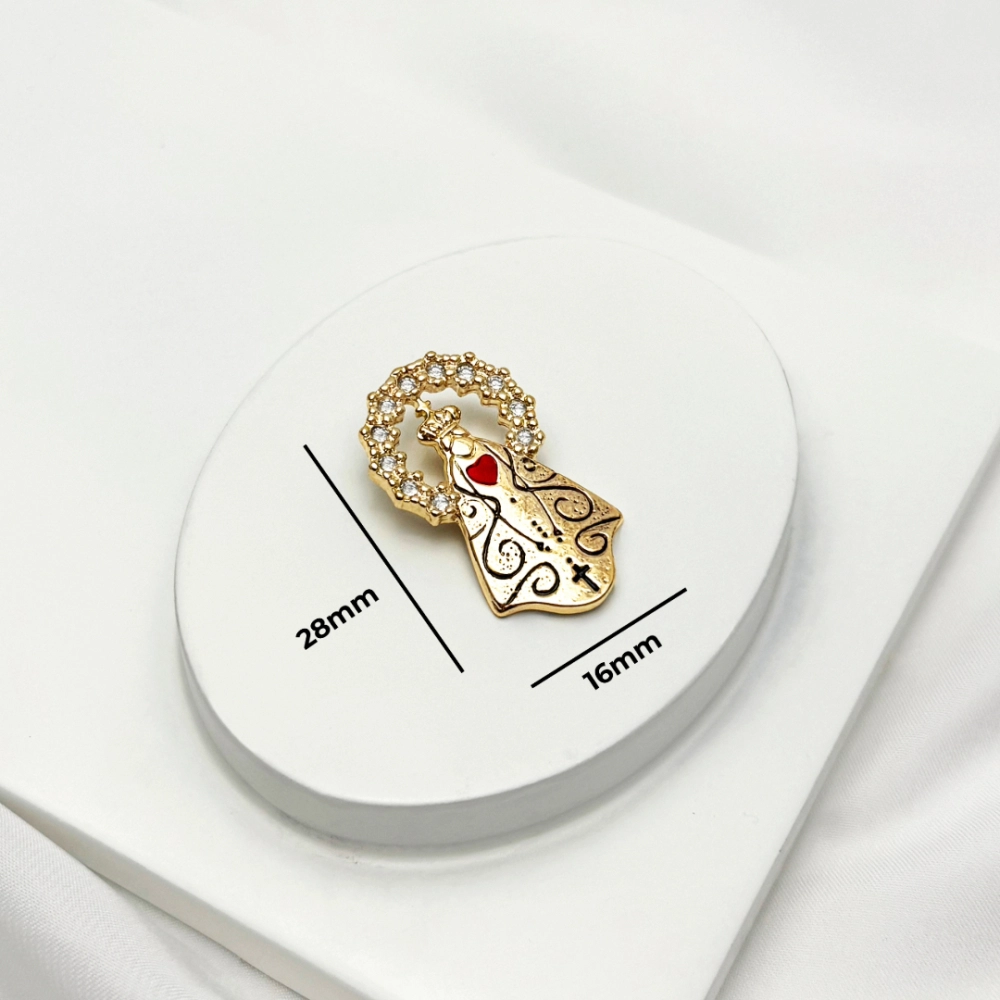 Pingente Nossa Senhora Aparecida Silhueta com Zircônia  - Semijoia Pingente Nossa Senhora Aparecida Silhueta com Zircônia  - Semijoia