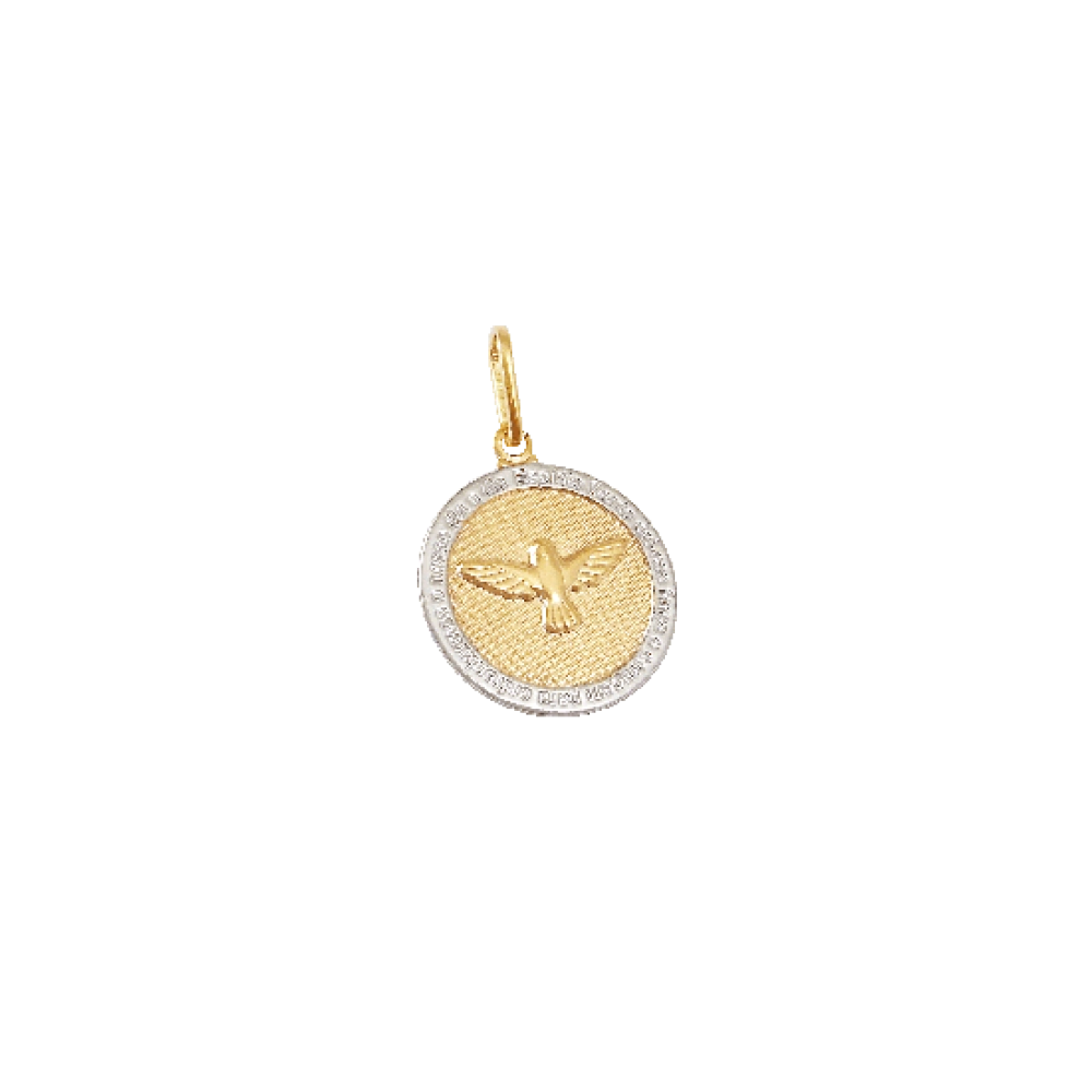 Pingente Redondo Com Espírito Santo Borda com Oração Pingente Redondo Com Espírito Santo Borda com Oração