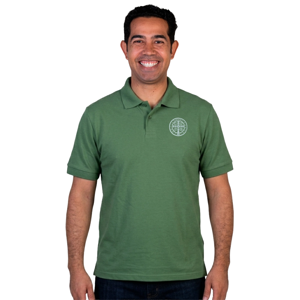 Polo Masculina Crux Sacra Sit Mihi Lux Polo Masculina Crux Sacra Sit Mihi Lux