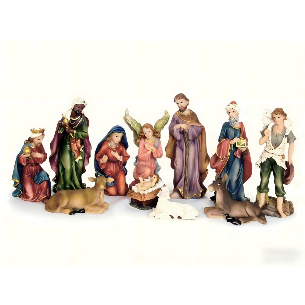 Presépio Tradicional Pintura Colorida - 11 Peças