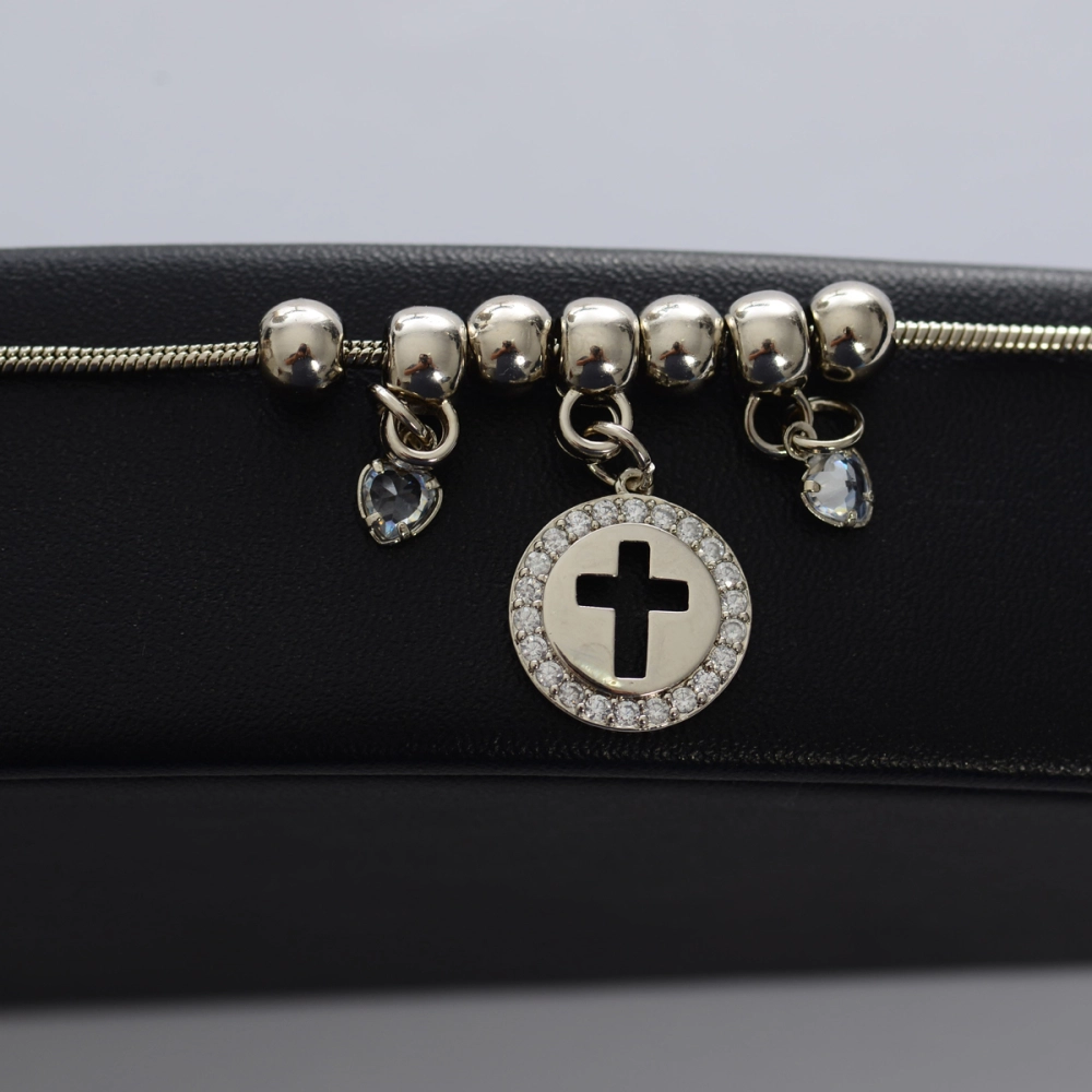 Pulseira Berloques Cruz e Zircônias Níquel