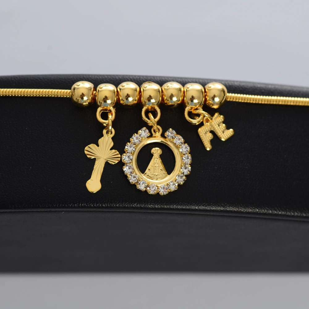 Pulseira Berloques Nossa Senhora Aparecida com Zircônias