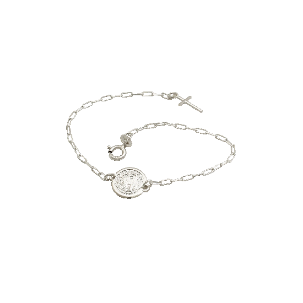 Pulseira Cartier Prata Medalha de São Bento 11 mm Pulseira Cartier Prata Medalha de São Bento 11 mm