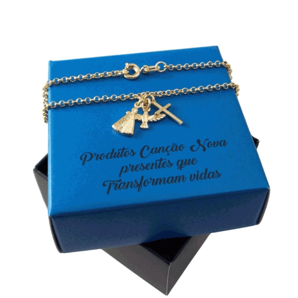 Pulseira com Cruz Nossa Senhora Aparecida e Espírito Santo Pulseira com Cruz Nossa Senhora Aparecida e Espírito Santo
