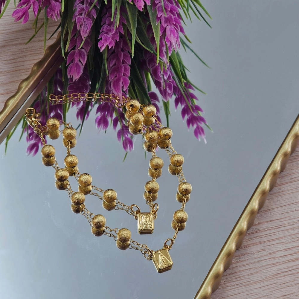 Pulseira Dupla Nossa Senhora do Carmo Bolinhas - Fosca Pulseira Dupla Nossa Senhora do Carmo Bolinhas - Fosca