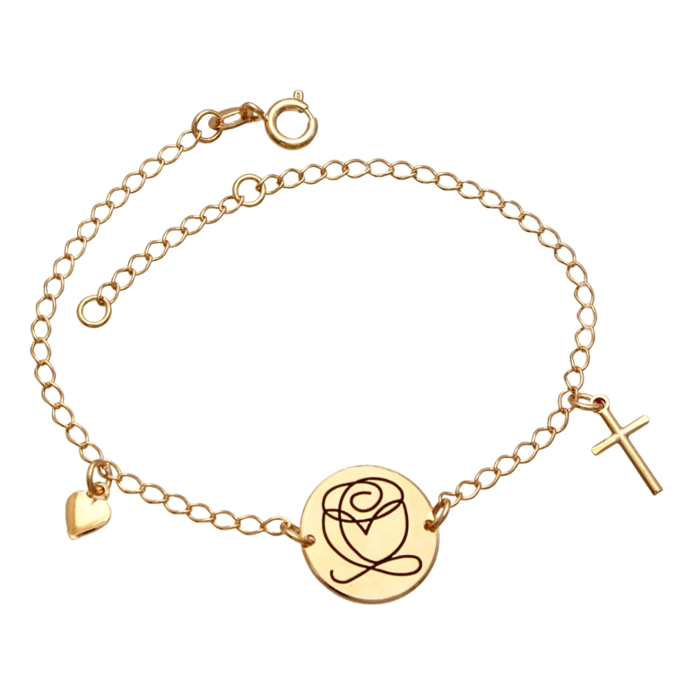 Pulseira Rosa de Nossa Senhora - Semi Joia Pulseira Rosa de Nossa Senhora - Semi Joia