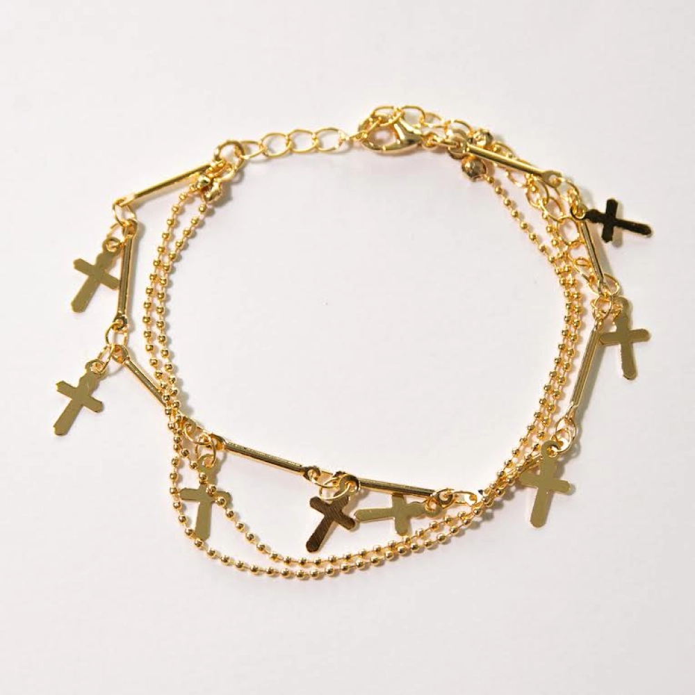 Pulseira Tripla Mini Cruz