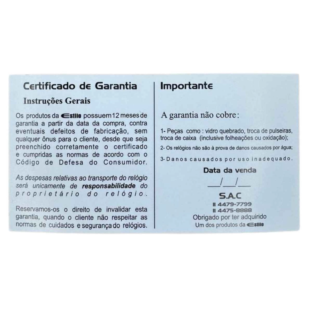 Relógio Perseverantes Preto