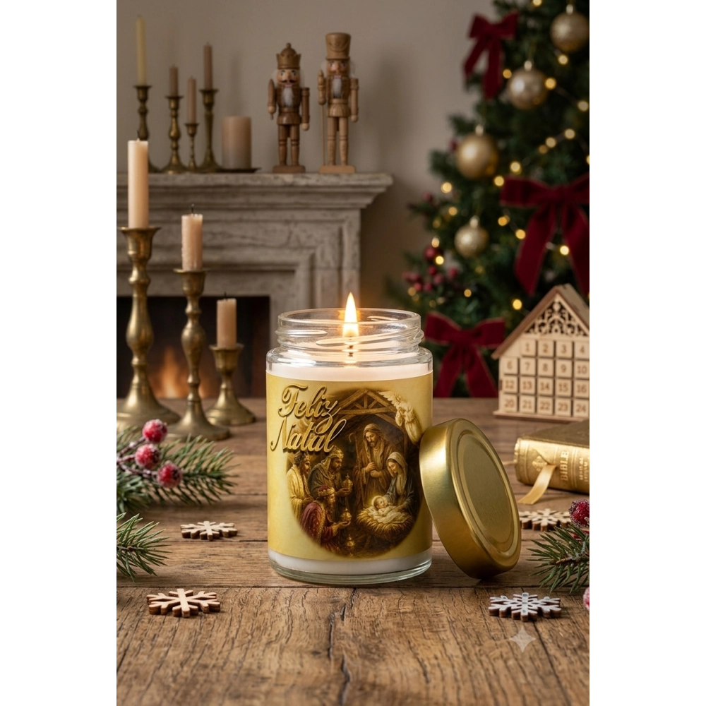 Vela de Vidro Presépio de Natal - Perfumada