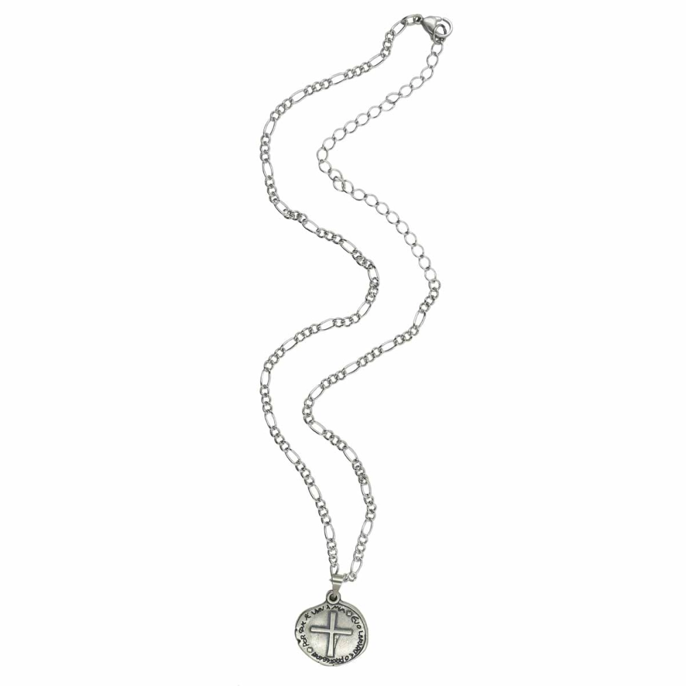 Corrente Inox Medalha das Duas Cruzes Feminina 22mm | Loja Canção Nova
