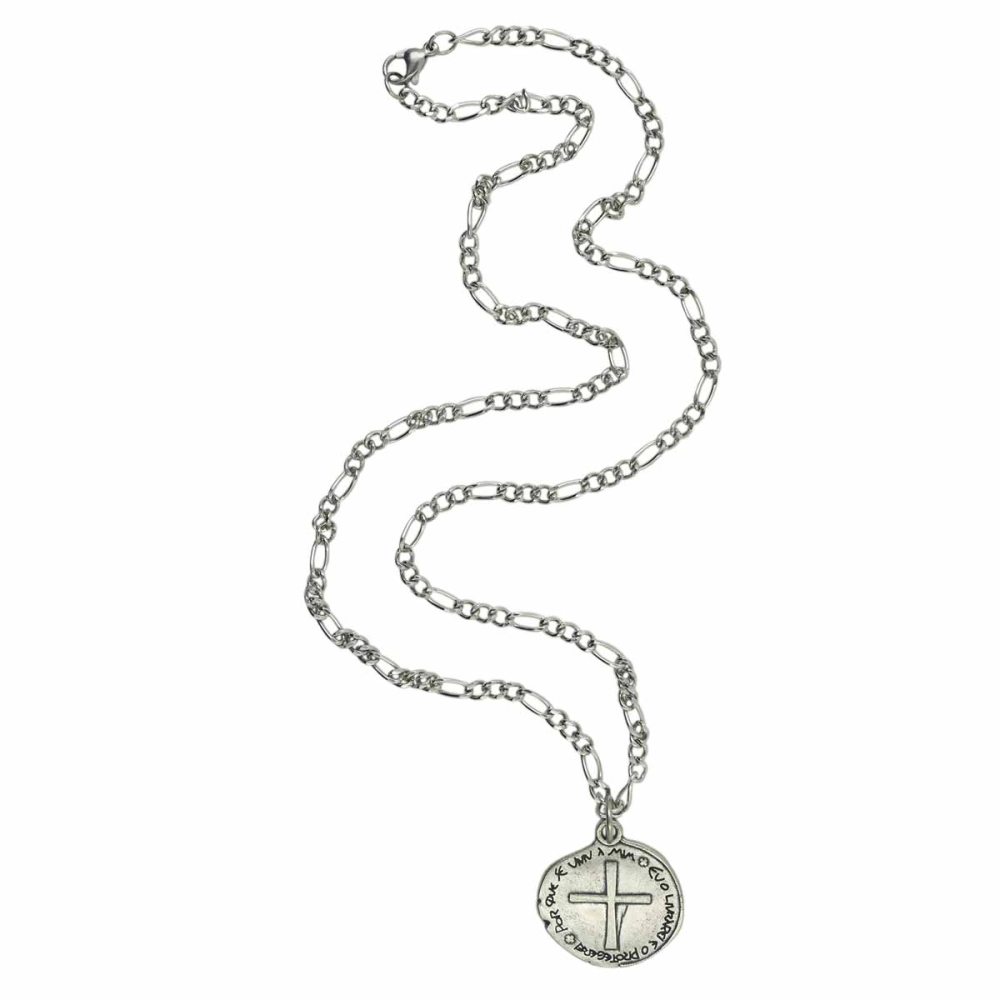 Corrente Inox Medalha das Duas Cruzes Masculina 28mm | Loja Canção