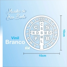 Adesivo Medalha de São Bento Grande - Vinil Branco Adesivo Medalha de São Bento Grande - Vinil Branco