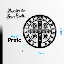 Adesivo Medalha de São Bento Grande - Vinil Preto