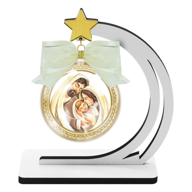 Adorno de Mesa com Esfera Natalina Sagrada Família Adorno de Mesa com Esfera Natalina Sagrada Família