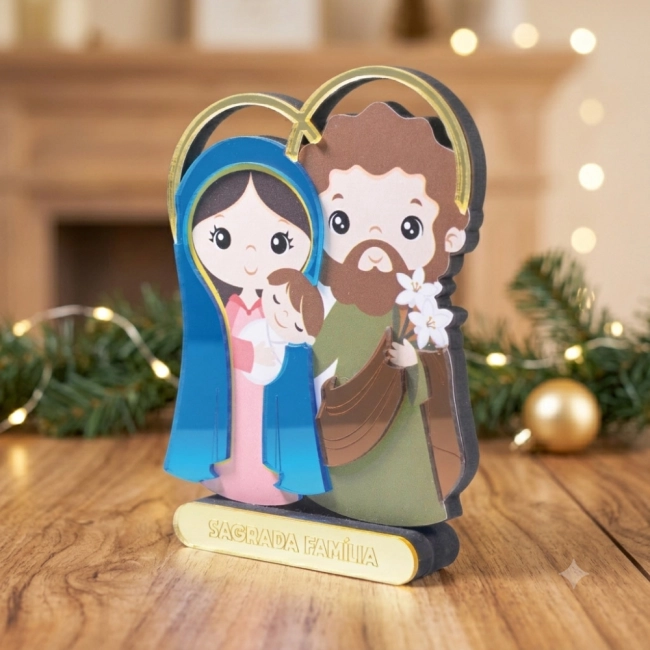 Adorno de Mesa Sagrada Família Infantil