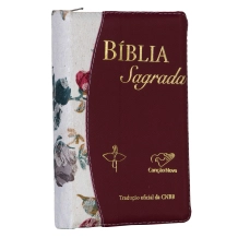 Bíblia Sagrada Tradução Oficial CNBB - Luxo com Zíper Floral
