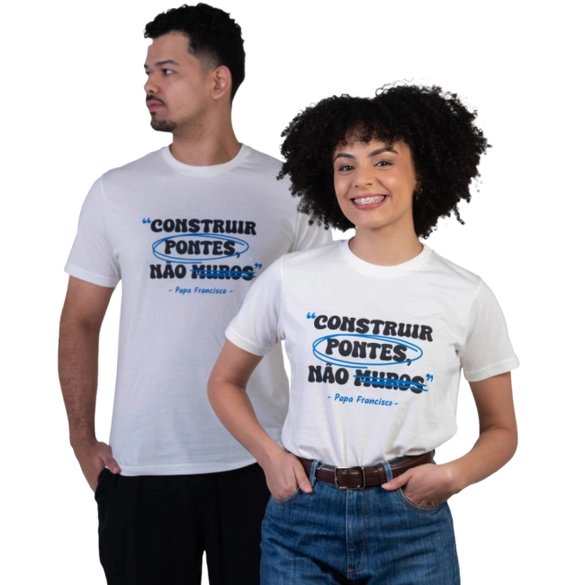 Baby Look Construir Pontes, Não Muros - Papa Francisco Baby Look Construir Pontes, Não Muros - Papa Francisco