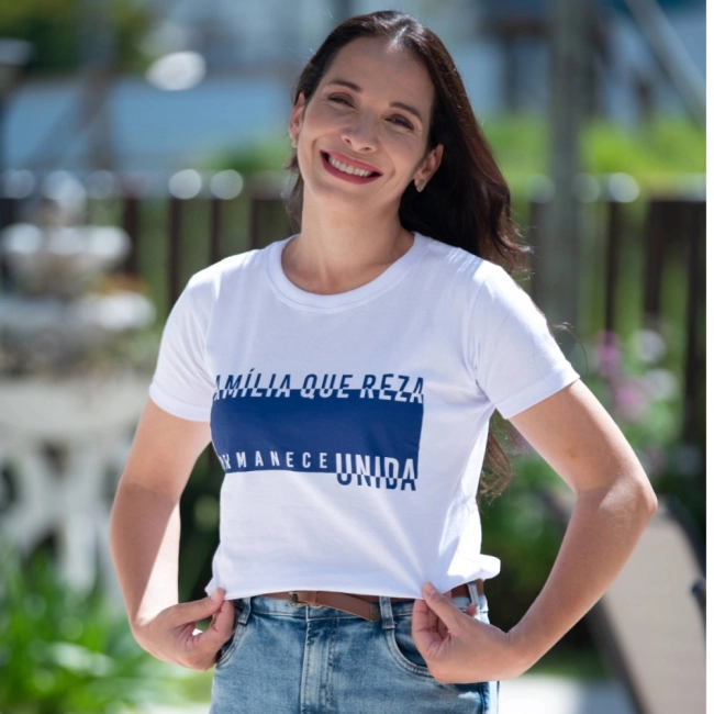 Baby Look Família que Reza Unida, Permanece Unida