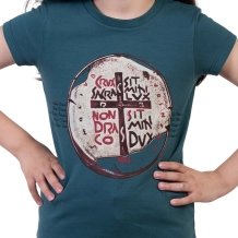 Baby Look Infantil Medalha das Duas Cruzes - Petróleo Baby Look Infantil Medalha das Duas Cruzes - Petróleo