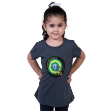 Baby Look Infantil Meu Escudo é a Fé - Chumbo Baby Look Infantil Meu Escudo é a Fé - Chumbo