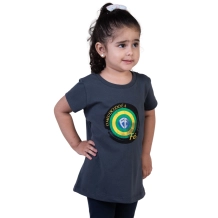 Baby Look Infantil Meu Escudo é a Fé - Chumbo Baby Look Infantil Meu Escudo é a Fé - Chumbo