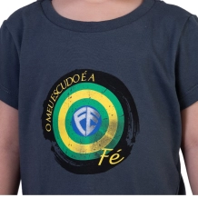 Baby Look Infantil Meu Escudo é a Fé - Chumbo Baby Look Infantil Meu Escudo é a Fé - Chumbo