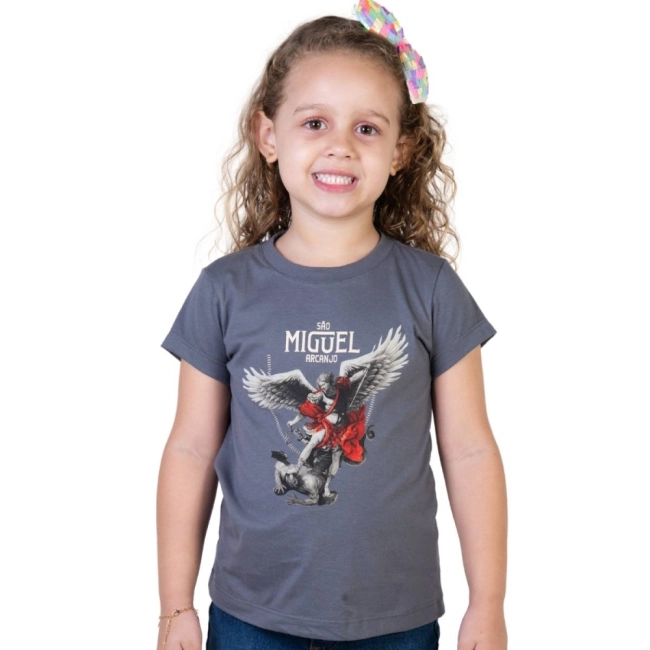 Baby Look Infantil São Miguel Arcanjo - Cinza Metal