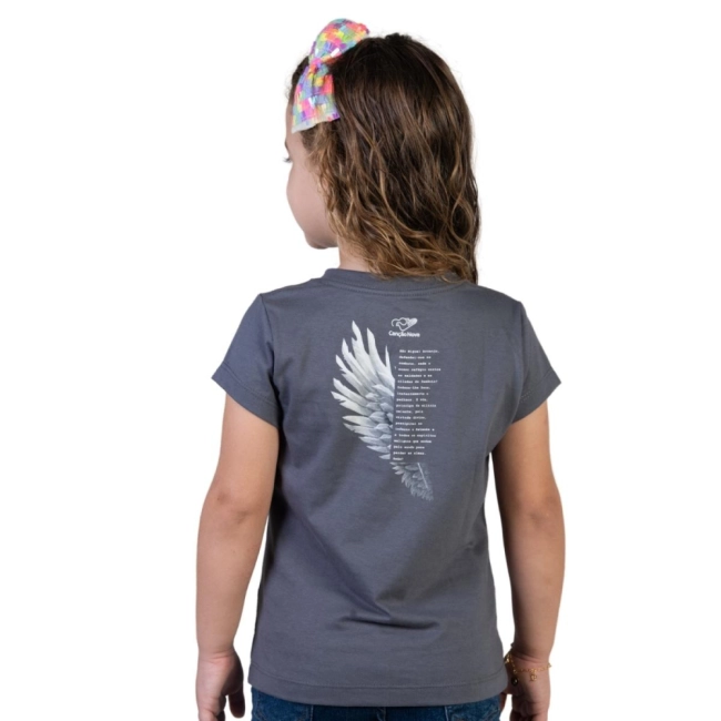 Baby Look Infantil São Miguel Arcanjo - Cinza Metal Baby Look Infantil São Miguel Arcanjo - Cinza Metal