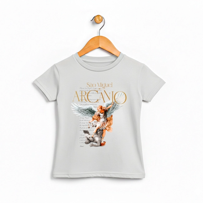 Baby Look Infantil São Miguel Arcanjo - Cinza Cloud