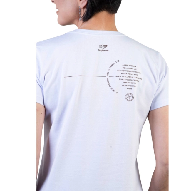 Baby Look Medalha das Duas Cruzes - Branco Baby Look Medalha das Duas Cruzes - Branco