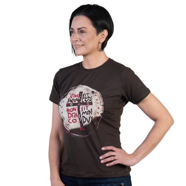 Baby Look Medalha das Duas Cruzes - Cacau Baby Look Medalha das Duas Cruzes - Cacau