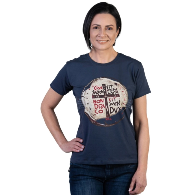 Baby Look Medalha das Duas Cruzes - Marinho Safira Baby Look Medalha das Duas Cruzes - Marinho Safira