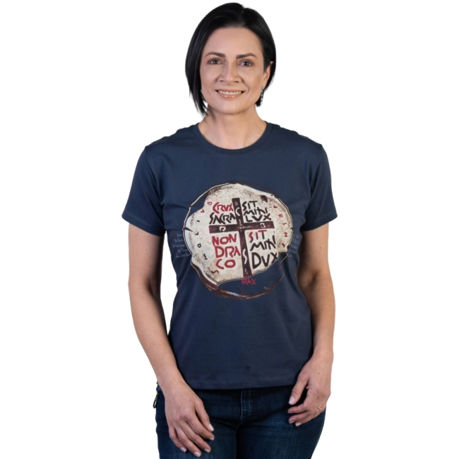 Baby Look Medalha das Duas Cruzes - Marinho Safira