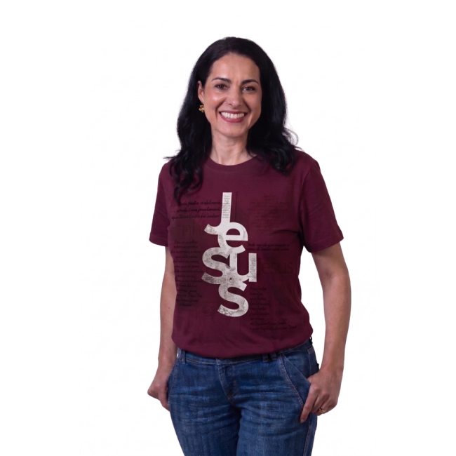 Baby Look Nome de Jesus - Bordô