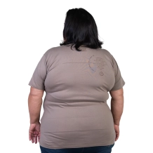 Baby Look Plus Size Medalha das Duas Cruzes - Cinza Pedra Baby Look Plus Size Medalha das Duas Cruzes - Cinza Pedra