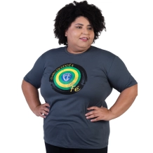Baby Look Plus Size Meu Escudo é a Fé - Chumbo