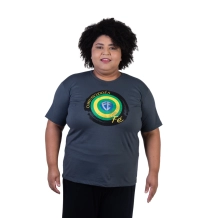 Baby Look Plus Size Meu Escudo é a Fé - Chumbo