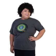 Baby Look Plus Size Meu Escudo é a Fé - Cinza Estonada Baby Look Plus Size Meu Escudo é a Fé - Cinza Estonada