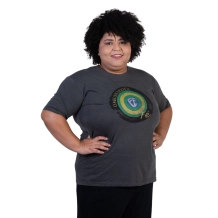 Baby Look Plus Size Meu Escudo é a Fé - Cinza Estonada