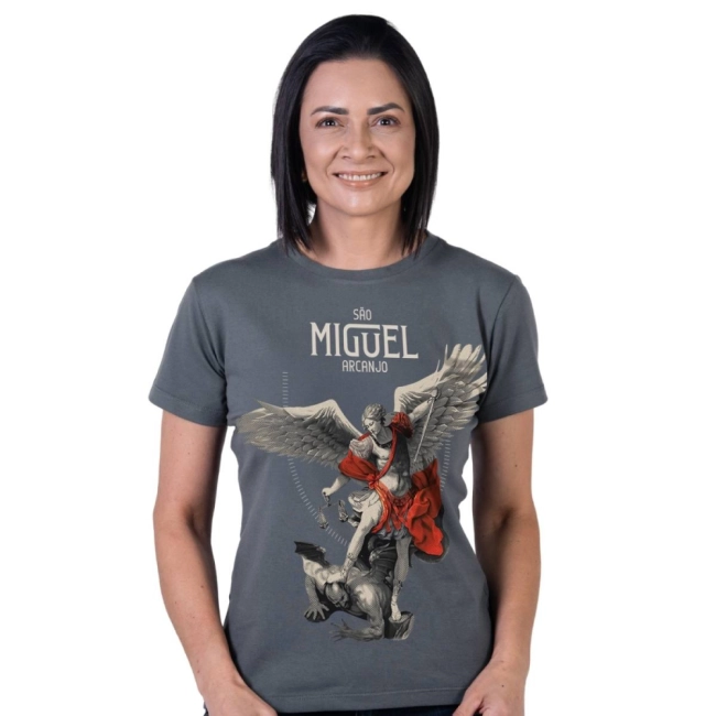 Baby Look São Miguel Arcanjo - Cinza Metal