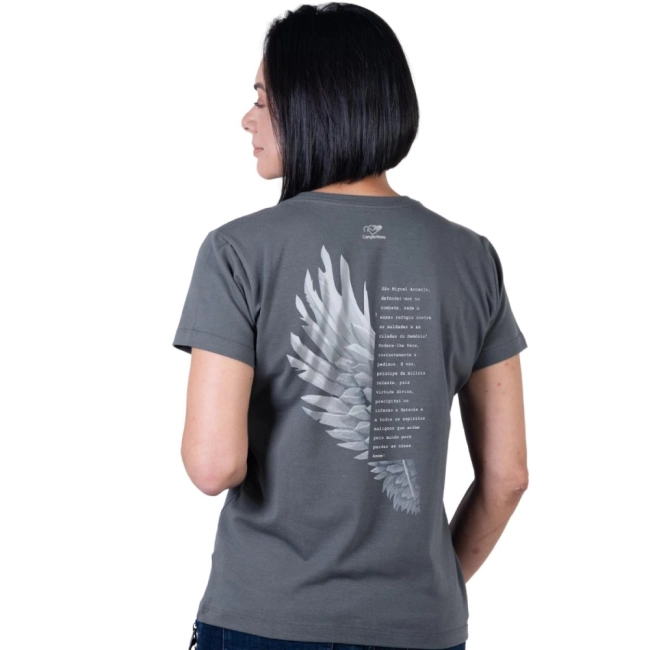 Baby Look São Miguel Arcanjo - Cinza Metal