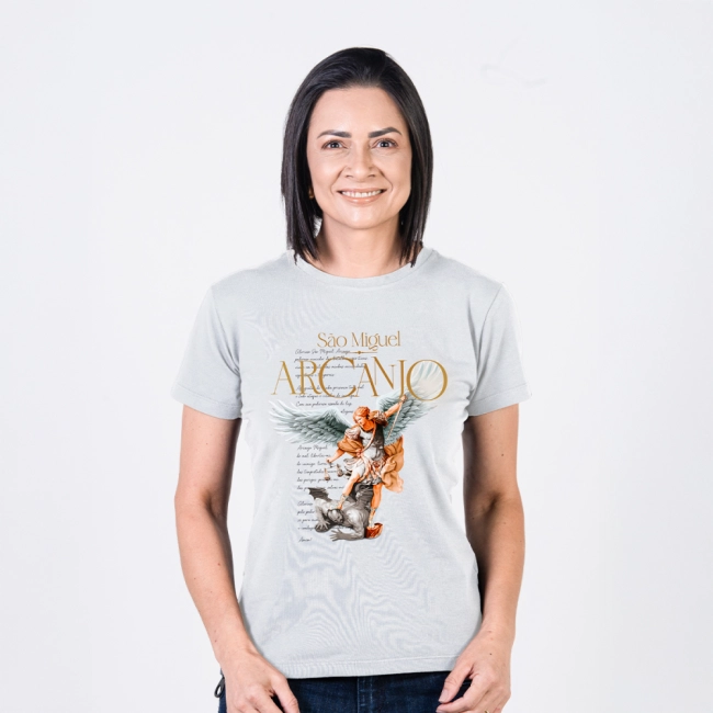 Baby Look São Miguel Arcanjo - Cinza Cloud