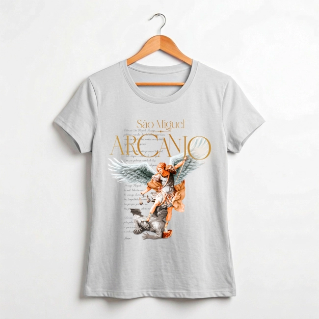 Baby Look São Miguel Arcanjo - Cinza Cloud