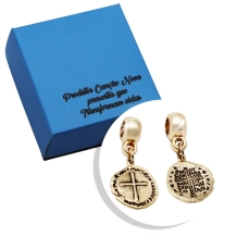 Berloque Folheado Medalha das Duas Cruzes