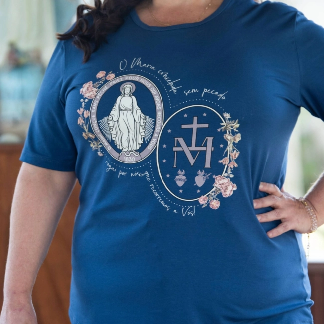 Blusa Plus Size Medalha Nossa Senhora das Graças