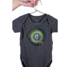 Body Infantil Meu Escudo é a Fé - Cinza Estonada Body Infantil Meu Escudo é a Fé - Cinza Estonada