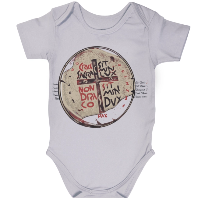 Body Infantil Unissex Medalha das Duas Cruzes - Branco Body Infantil Unissex Medalha das Duas Cruzes - Branco