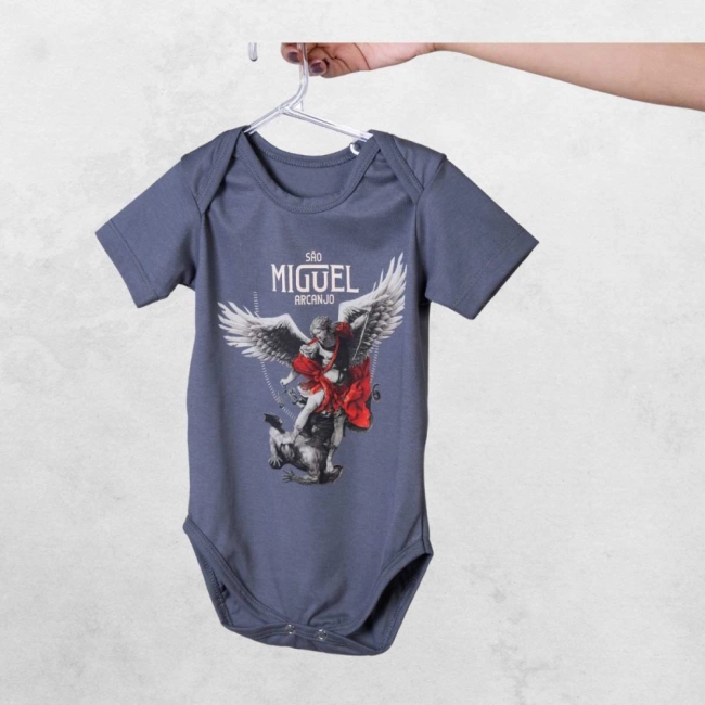 Body Infantil Unissex São Miguel Arcanjo - Cinza Metal