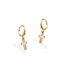 Brinco Argolinha Cruz Diamantada 10 mm Brinco Argolinha Cruz Diamantada 10 mm