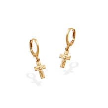 Brinco Argolinha Cruz e Cristo 10 mm Brinco Argolinha Cruz e Cristo 10 mm